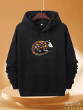 Men's Hoodie Colorful Dots Patterned Tail Surrounding Whimsical Opossum Design Hoodie
