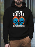 Men's Hoodie I Have Three Sides Blue Skulls With Rising Fiery Flames Hoodie