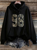 Women's Hoodie Bold Camo Number Patterned Classic Sporty Hoodie 98