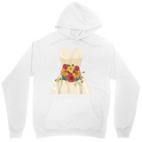 Men's Hoodie Romantic Cream Dress With Colorful Blossoms Displayed On White Hoodie