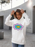 Women's Hoodie Colorful Flower Shaped Cloud With Bright Decorative Bloom Center