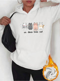 Women's Hoodie Cat Illustrations With Playful Count And French English Words Cat