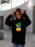 Women's Hoodie Bright Colorful Abstract Potted Green Plant Cactus