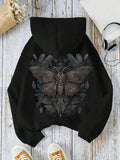 Women's Hoodie Vintage Nighttime Foliage With Shaded Wings Ornate Moth