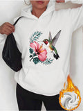 Women's Hoodie Vibrant Garden Blossoms With Lush Foliage And Hummingbird Among Flowers