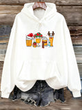 Women's Hoodie Christmas Drinks With Holiday Hats Featuring Festive Cheerful Beer