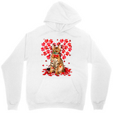 Men's Hoodie Blooming Cherry Blossom Petals With Graceful Sitting Cat