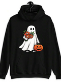 Men's Hoodie Halloween Spirit With Pumpkin And Flowers Ghost