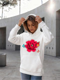 Women's Hoodie Bright Garden Petals And Colorful Butterflies Under Sunlight Flower