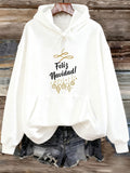 Women's Hoodie Golden Christmas Ornaments With Holiday Cheer Surrounded By Elegant Swirls Hoodie