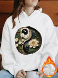 Women's Hoodie Harmony With Blossoming Lotus And Tranquil Yin Yang Symbol