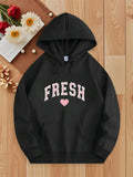 Women's Hoodie Fresh Pink Graphic With Small Heart Design Hoodie