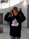 Women's Hoodie Vibrant Garden Blooms With Delicate Leaves Adorning The Front Flower