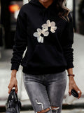 Women's Hoodie Gentle Gray Petals Blooming Calmly On Elegant Hoodie Flower