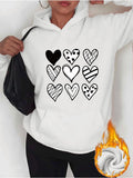 Women's Hoodie Handdrawn Doodle Patterned Sketch Hearts White Hoodie