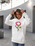 Women's Hoodie Serene Urban Stroll With Vibrant Floral Bloom Flower