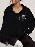 Women's Hoodie Gentle Touch With Artistic Line Art Horse