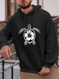 Men's Hoodie Hawaiian Blossom And Oceanic Patterns Featuring Sea Turtle