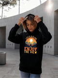 Women's Hoodie Lets Go Climb Enjoy The View Glowing Sun With Mountain Landscape And Lone Hiker
