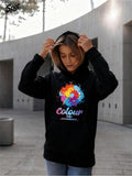 Women's Hoodie Colourful Splashes With Vibrant Paint Strokes Glowing Centre Hoodie