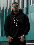 Men's Hoodie Minimalist Moon Accented Outline Among Dark Night Cat
