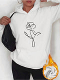 Women's Hoodie Single Line Art Flower Gentle Bloom Surrounded By White Aura Flower