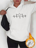 Women's Hoodie Heartbeat Line With Fitness Lifting Figure Artwork Hoodie