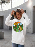 Women's Hoodie Colorful Rolling Hills With Morning Sun And Mountain Village Landscape