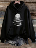 Women's Hoodie Full Moon Reflection In Still Water Under Night Sky Hoodie