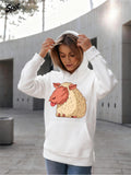 Women's Hoodie Playful Cartoon Style Smiling Woolly Lamb Sheep