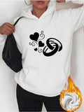 Women's Hoodie Swirling Black Hearts With Artistic Romantic Entwined Rings Design