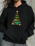 Women's Hoodie Colorful Holiday Tree With Lights And Decorations Christmas Tree