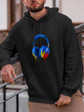 Men's Hoodie Colorful Urban Design With Paint Dripping Bold Headphones