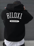 Men's Hoodie Bold White College Lettering With Oval Accent Mississippi Biloxi