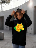 Women's Hoodie Vibrant Yellow Petals Blooming Among Lush Green Garden Flower
