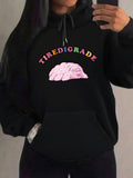 Women's Hoodie Tiredigrade With Pastel Rainbow Letters And Pink Creature Illustration