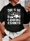 Women's Hoodie This Is My Camping Shirt Mountains With Tent Campfire And Pine Trees Shirt