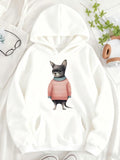 Women's Hoodie Cute Dog Wearing Cozy Striped Sweater Under Soft Lighting Dog
