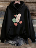 Women's Hoodie Abstract Pastel Shapes With Soft Lines Arranged On Black Sweatshirt