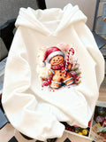 Women's Hoodie Festive Holiday Cheer With Gingerbread Cookie And Candy Cane Character