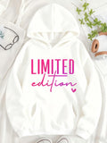 Women's Hoodie Limited Edition Bold Pink Letters With Minimal Heart Graphic Hoodie