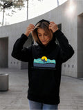 Women's Hoodie Rising Sun Over Winding River And Rolling Green Hills Landscape
