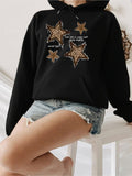 Women's Hoodie Sequin Stars Scattered With Sparkling Light Against Midnight Sky Hoodie