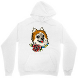 Men's Hoodie Friendly Brown And White Puppy With Red Rose Illustration Dog
