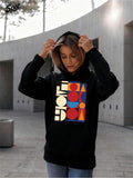 Women's Hoodie Geometric Abstract Shapes With Bright Contrasting Colors And Circular Motifs Hoodie