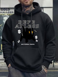 Men's Hoodie Nocturnal Travel Sitting Cat Among Dollar Signs With Playful Paw Motions