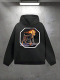 Men's Hoodie Fiery Mane Striking Dog Standing Under Starry Night Sky