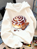 Women's Hoodie Warm Cinnamon Rolls With Sugar Icing And Spices Among Aromatic Pastry Bun