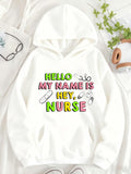 Women's Hoodie Hello My Name Is Hey Nurse Surrounded By Syringes Bandages And Stethoscope Nurse
