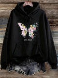 Women's Hoodie Free Abroad Colorful Blossoms With Graceful Butterfly Radiating Elegant Flowers Butterfly